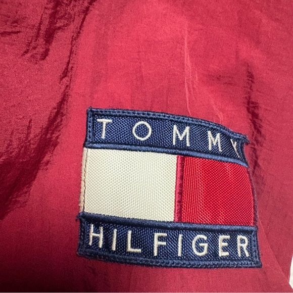 Vintage Tommy Hilfiger Colorblock Windbreaker Jacket Red Yellow Hood Men’s M - Picture 8 of 12